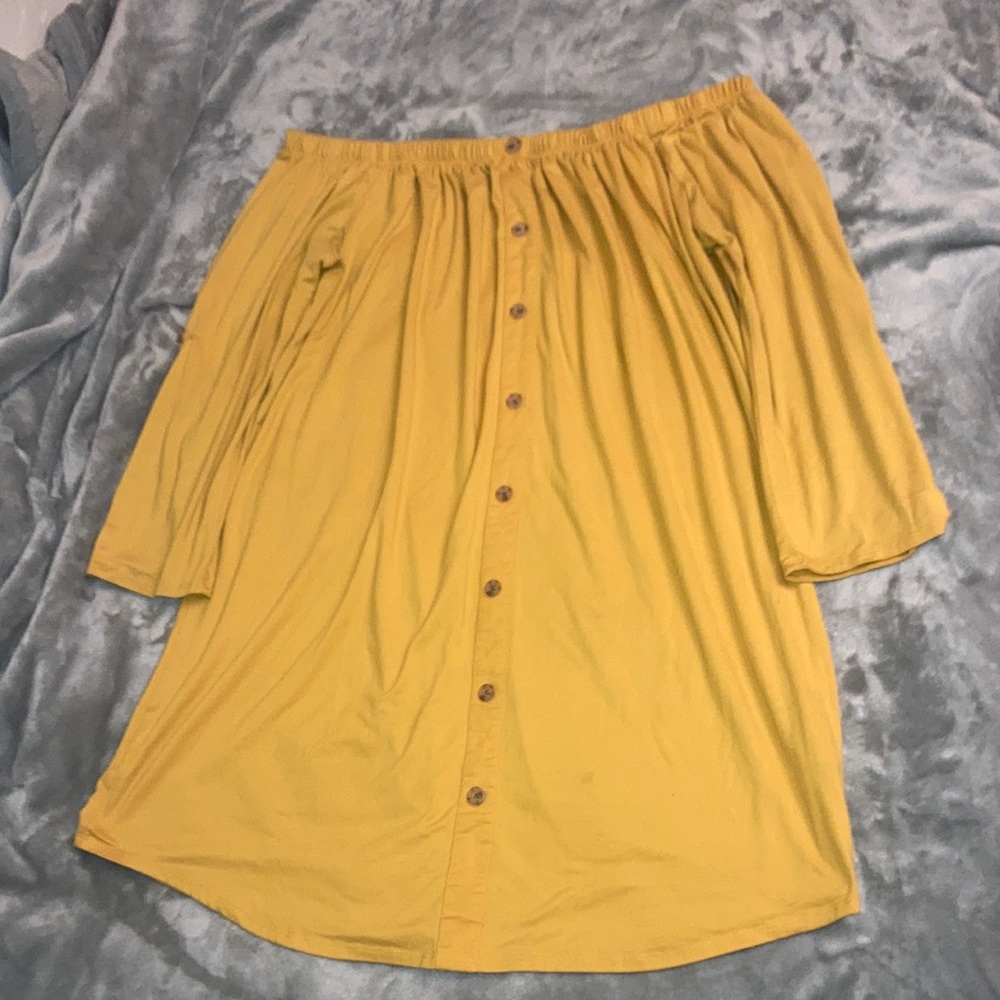 Yellow,off-shoulder,knee high,Gauntlet, leopard button up Dress
